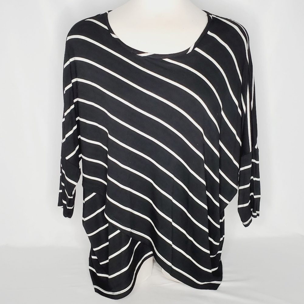 Jess Dolman Sleeve Asymmetrical Striped Top